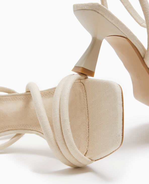 Sandales à talon tissu effet lin blanc - Pimkie
