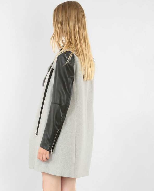 Manteau bi-matière gris chiné - Pimkie