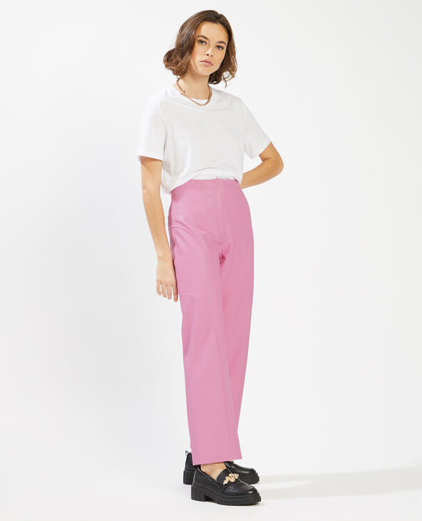 Pantalon droit simili cuir rose - Pimkie