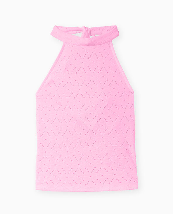 Top dos-nu effet broderie anglaise rose - Pimkie