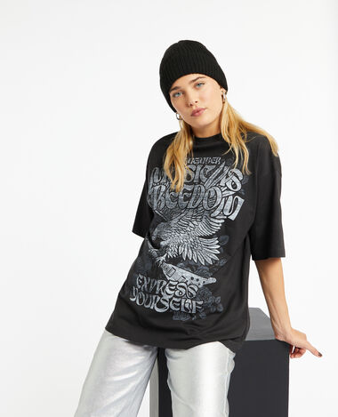 T-shirt oversize avec print noir - Pimkie