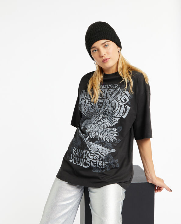 T-shirt oversize avec print noir - Pimkie