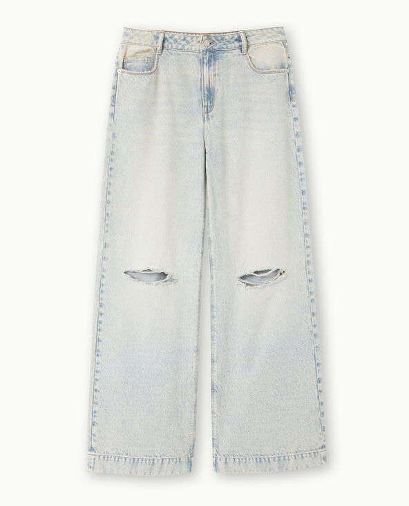 Jean wide effet destroy jaune ocre - Pimkie