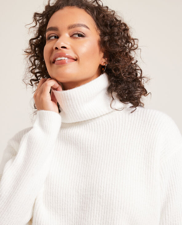 Pull cropped col roulé blanc - Pimkie