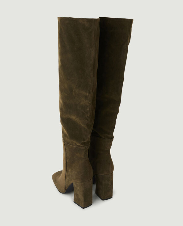 Bottes suédine à talon taupe - Pimkie