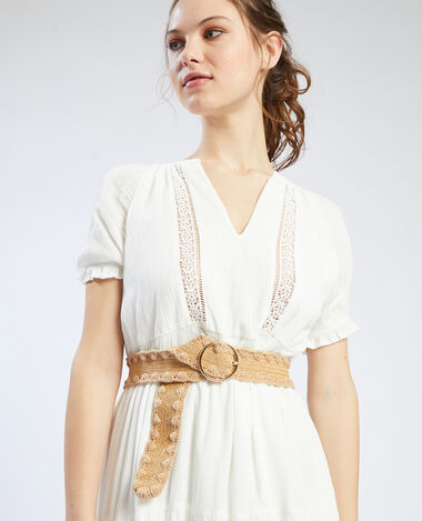 Ceinture en paille et laine jaune - Pimkie