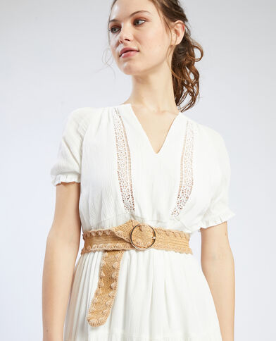 Ceinture en paille et laine jaune - Pimkie