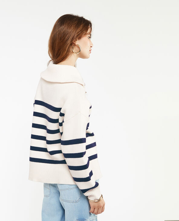 Pull droit col camionneur rayé blanc - Pimkie