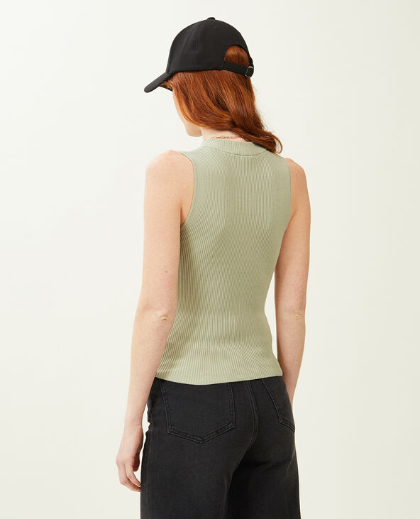 Top sans manches en maille vert de gris - Pimkie