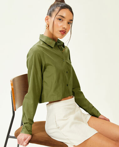 Chemise courte vert olive - Pimkie