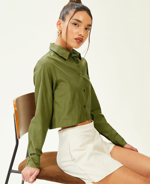 Chemise courte vert olive - Pimkie