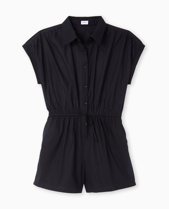 Combishort chemise avec taille élastiquée noir - Pimkie