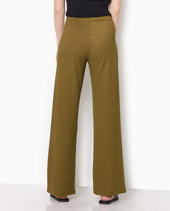 Pantalon large et fluide en tissu effet froissé vert kaki - Pimkie