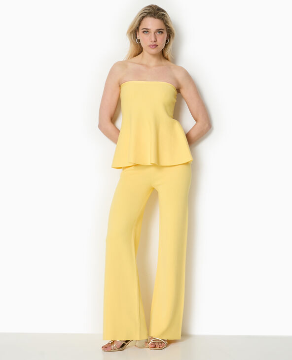 Top bustier évasé en maille jaune - Pimkie