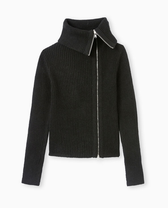 Gilet zippé en maille côtelée noir - Pimkie