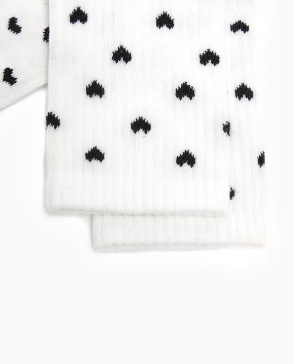 Paire de chaussettes avec cœurs blanc - Pimkie