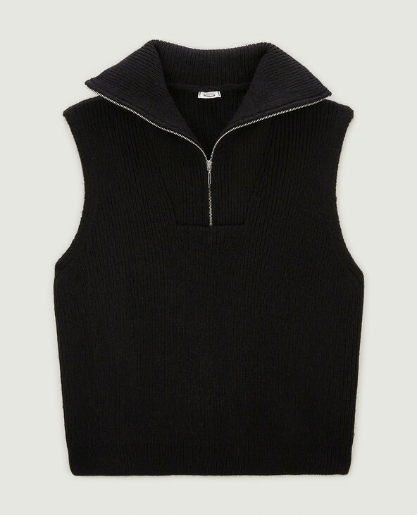 Pull sans manches à col camionneur noir - Pimkie