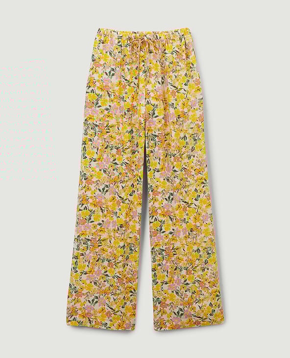 Pantalon fluide à motif fleurs orange - Pimkie
