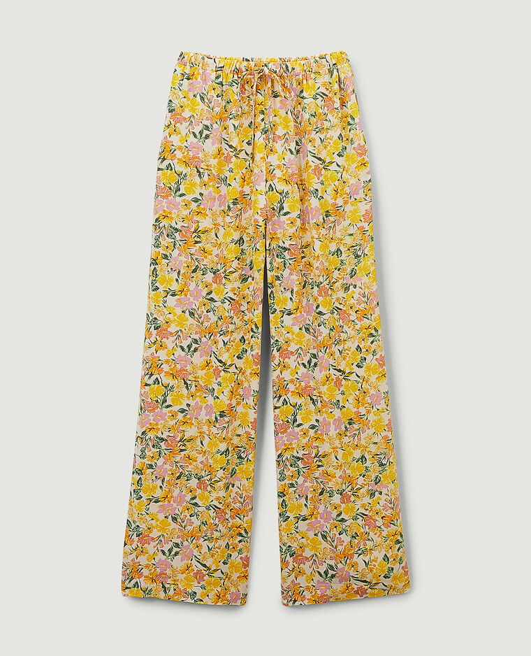 Pantalon fluide à motif fleurs orange - Pimkie