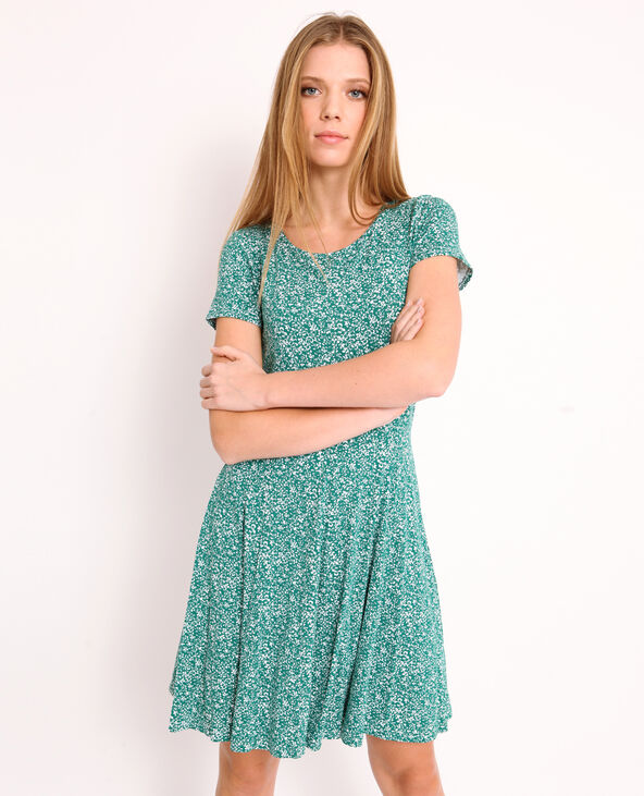 Robe à fleurs vert foncé - Pimkie