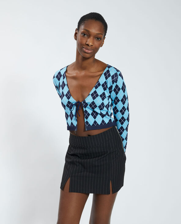 Gilet noué à carreaux bleu clair - Pimkie
