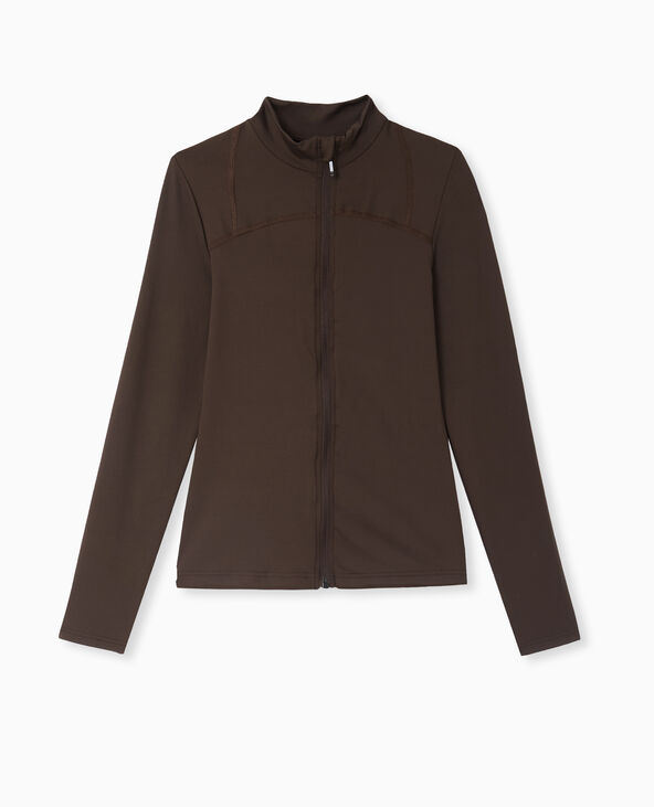 Gilet zippé en maille extensible et sculptante marron - Pimkie