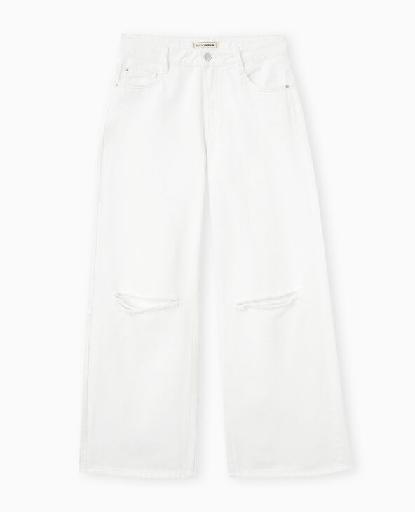 Jean baggy destroy taille regular blanc - Pimkie