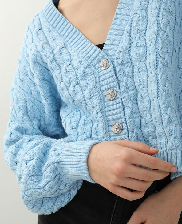 Gilet torsadé court bleu clair - Pimkie