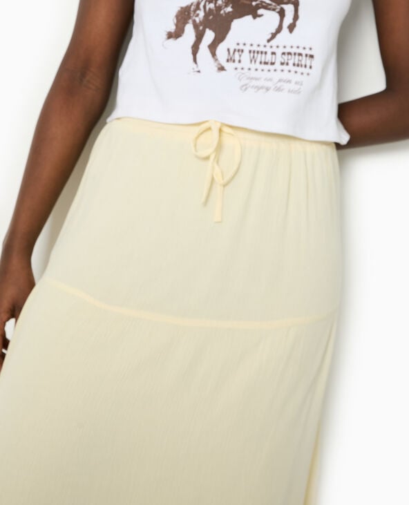 Jupon long à étages avec ceinture élastiquée Jaune pâle - Pimkie