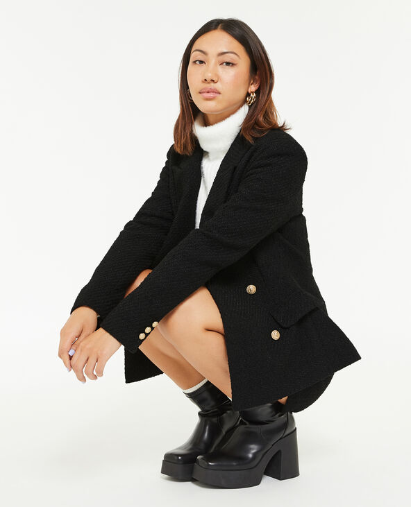 Veste cintrée en tweed noir - Pimkie