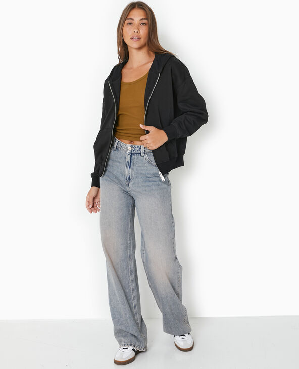 Sweat zippé avec capuche noir - Pimkie