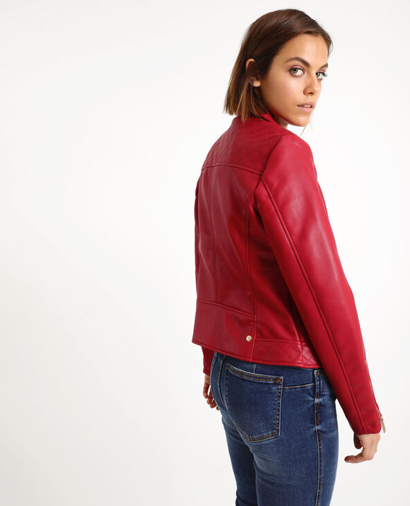 Veste biker en faux cuir rouge - Pimkie