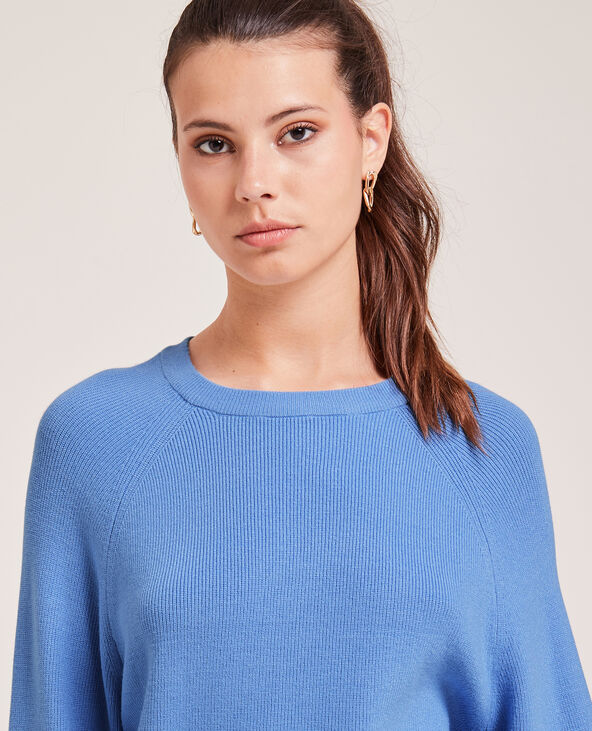 Pull col rond fines côtes bleu - Pimkie