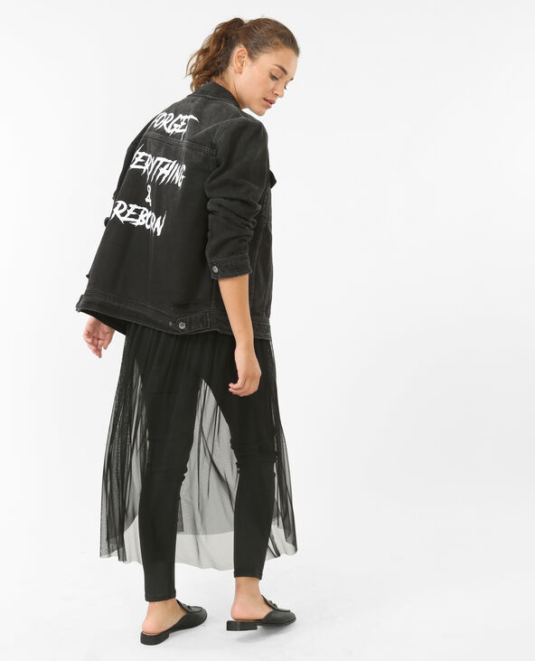 Veste en jean à message noir - Pimkie