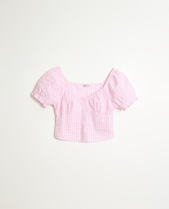 Top Vichy gaufré rose clair - Pimkie