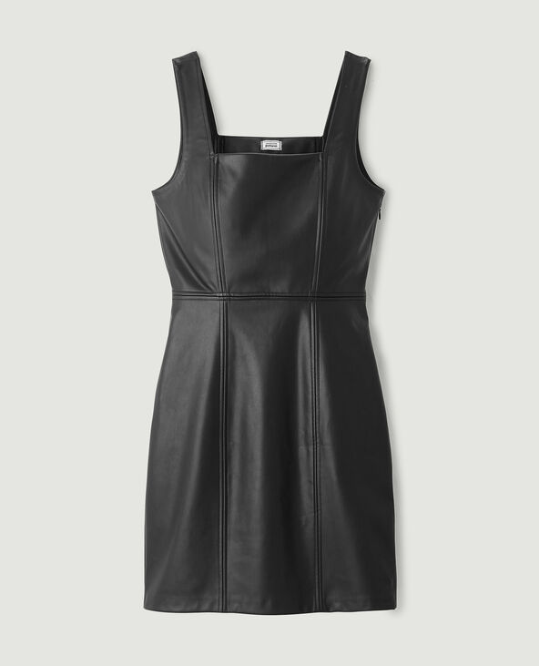 Robe courte en simili cuir noir - Pimkie