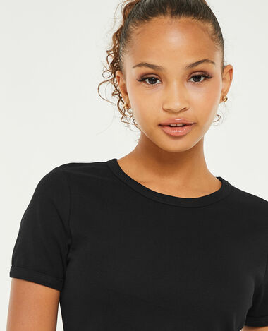 T-shirt col rond noir - Pimkie