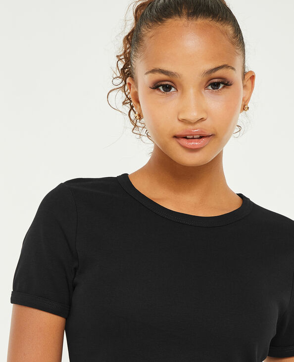 T-shirt col rond noir - Pimkie