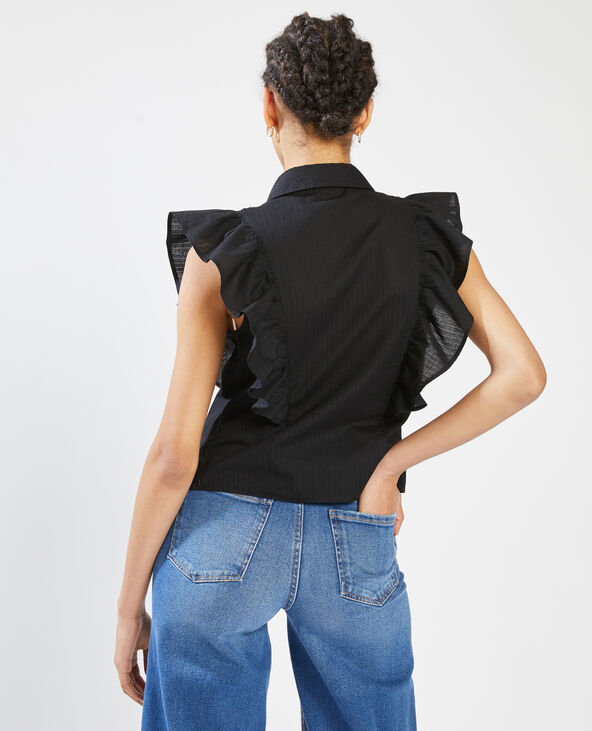 Blouse boutonnée avec volants noir - Pimkie