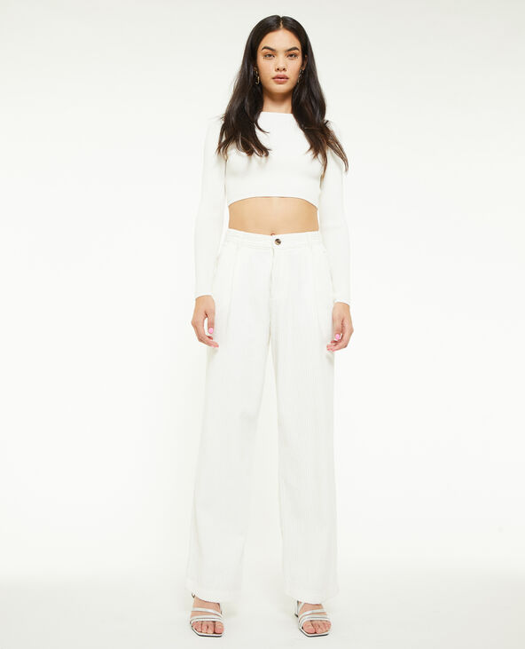 Pantalon velours droit avec pinces blanc - Pimkie