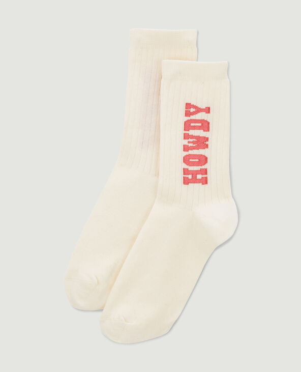Paire de chaussettes avec inscription écru - Pimkie