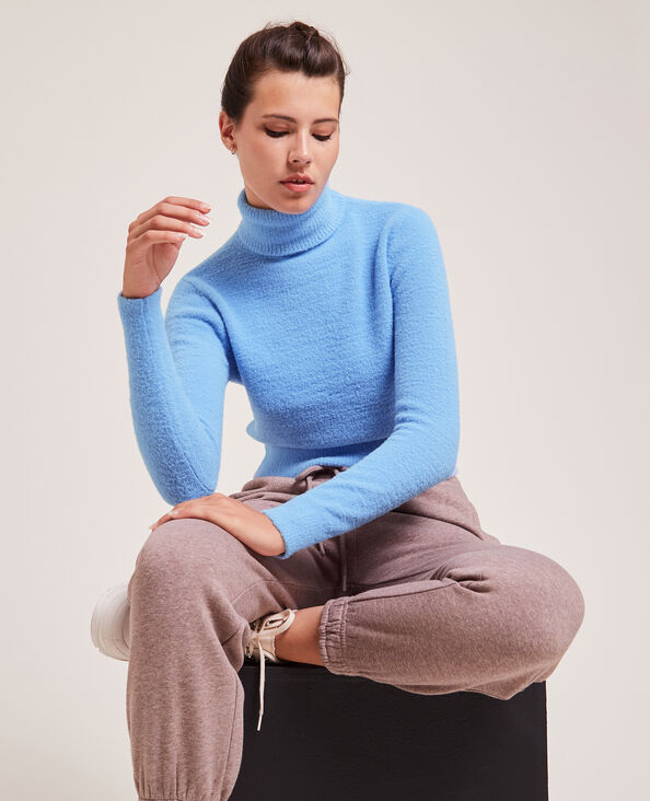 Pull col roulé maille fluffy bleu - Pimkie