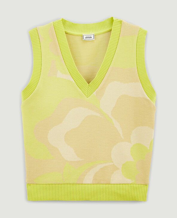 Top jacquard col V vert anis - Pimkie