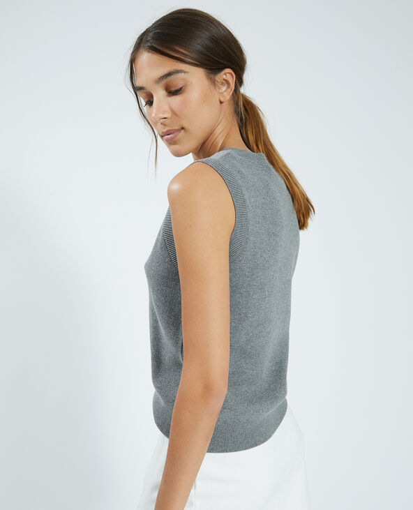 Pull sans manche gris femme deals