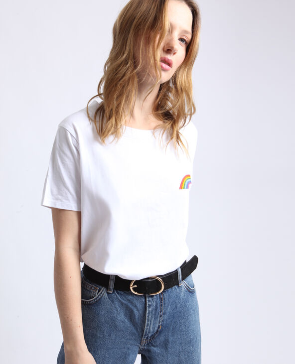 T-shirt arc-en-ciel blanc - Pimkie
