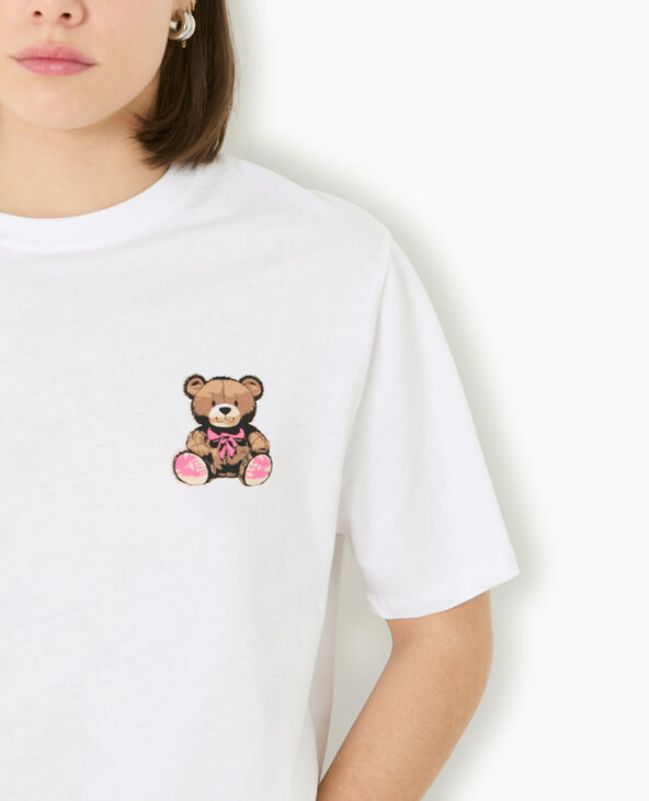 T-shirt ample avec print poitrine et dos blanc - Pimkie