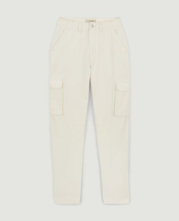 Pantalon droit cargo taille haute beige - Pimkie