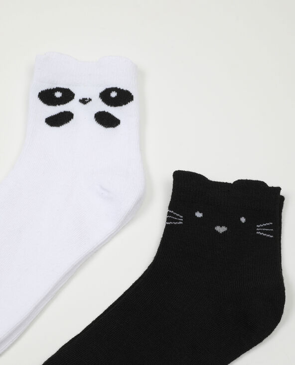 Lot de 2 paires de chaussettes animaux noir - Pimkie