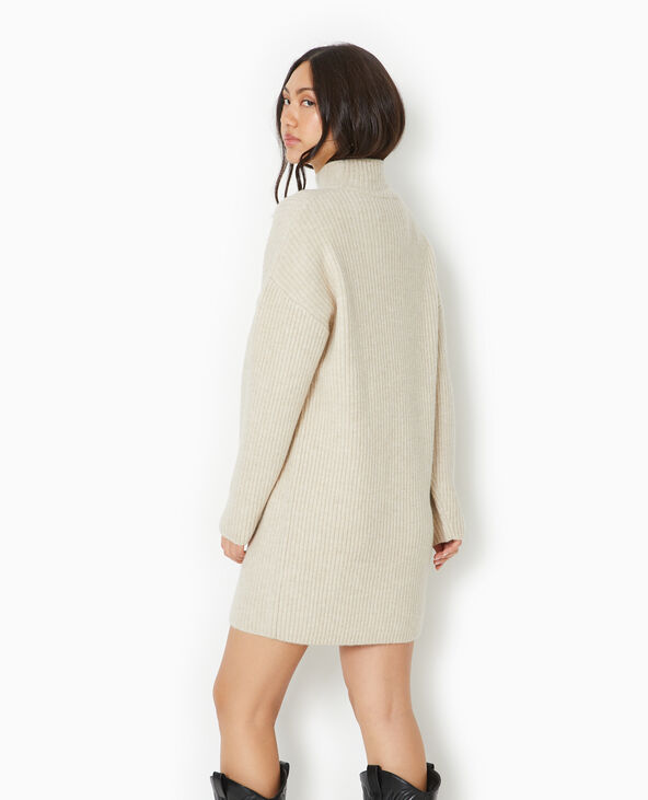 Robe courte en maille côtelée beige - Pimkie