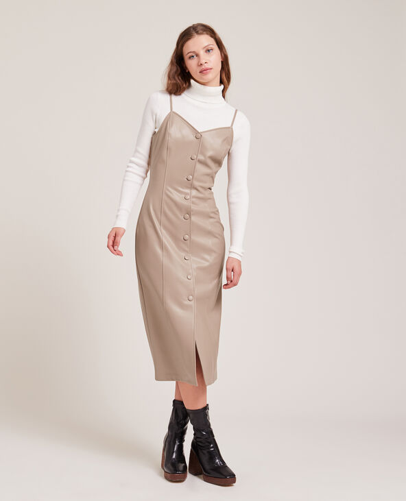 Robe longue boutonnee en simili cuir
